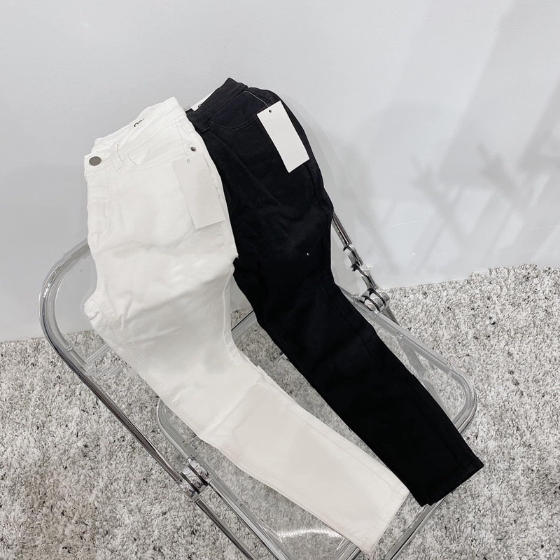 Quần 9 tấc skinny lưng cao trắng đen asos