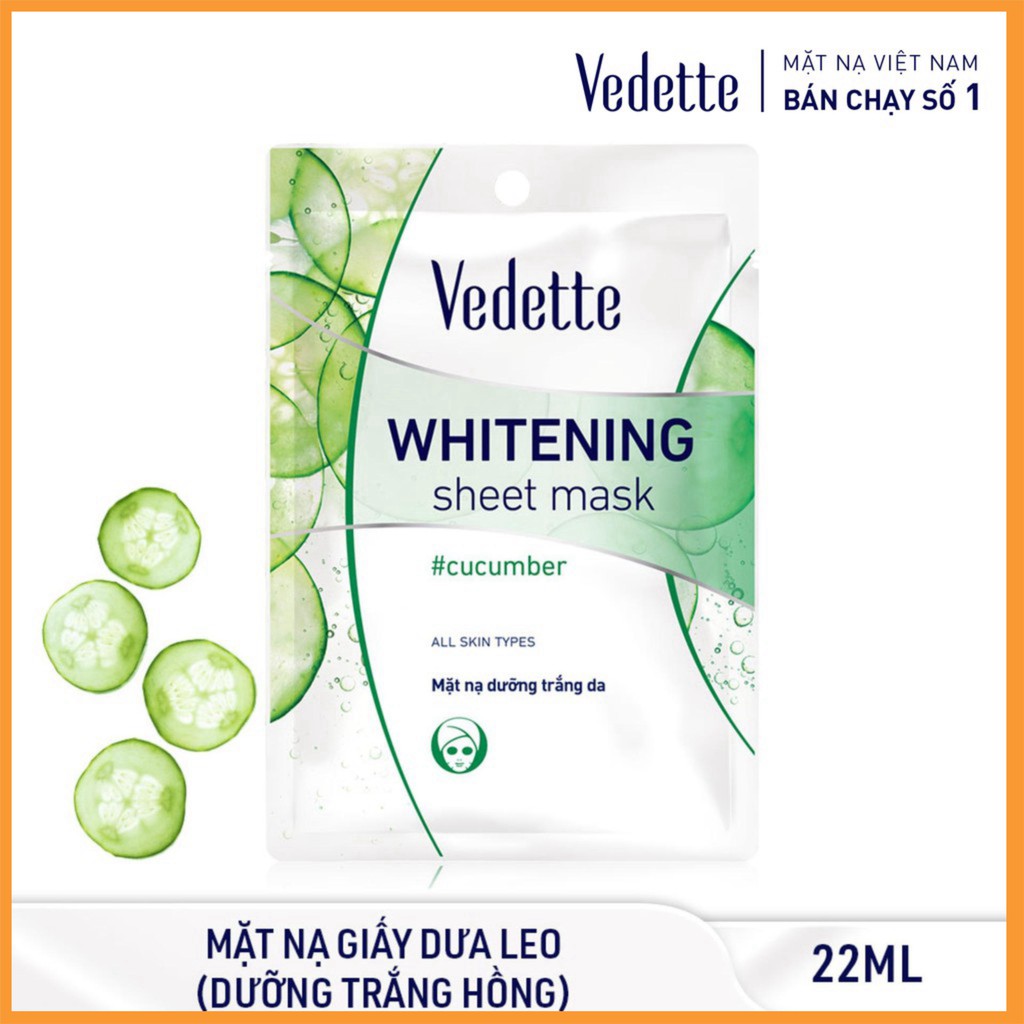 ❤️ MẶT NẠ GIẤY TRẮNG DA DƯA LEO 22ml VEDETTE