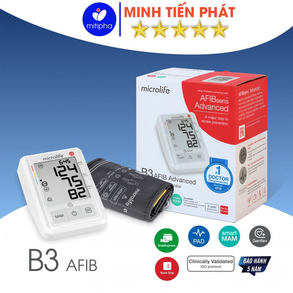  Máy đo huyết áp điện tử Microlife B3 AFIB Advanced cảnh báo đột quỵ - Minh Tiến Phát