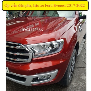 Bộ ốp viền đèn pha, hậu xe Ford Everest 2017-2022 mạ crom cao cấp