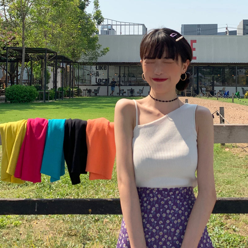 Áo hai dây không tay dệt kim thời trang mùa hè dành cho bạn nữ