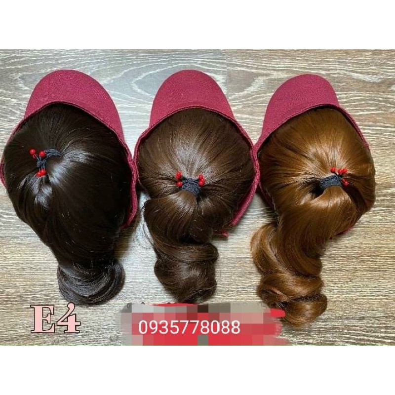 Tóc giả dính mũ sẵn xoăn thể thao cao cấp❤️freeship 50k❤️ tóc giả dính mũ sẵn