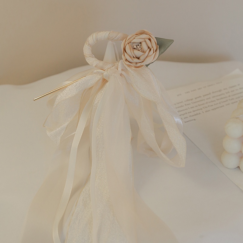 Kẹp Tóc Nơ Ruy Băng Dài Bằng Lụa Chiffon Phong Cách Hàn Quốc Cổ Điển Thời Trang Cho Nữ