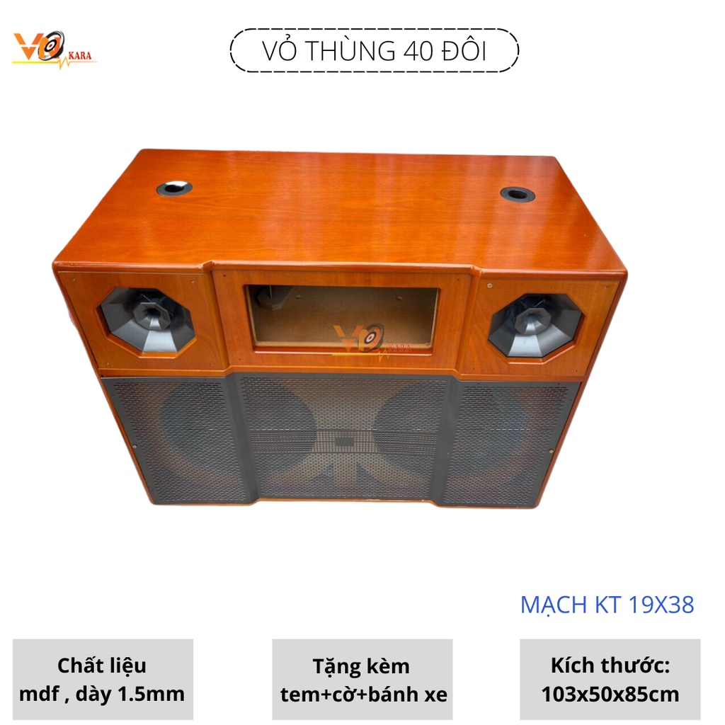 Vỏ thùng loa kéo 40 đôi, thùng gỗ, loa bass 40 - mạch 19x38 - Hàng chất lượng, mẫu đẹp sang