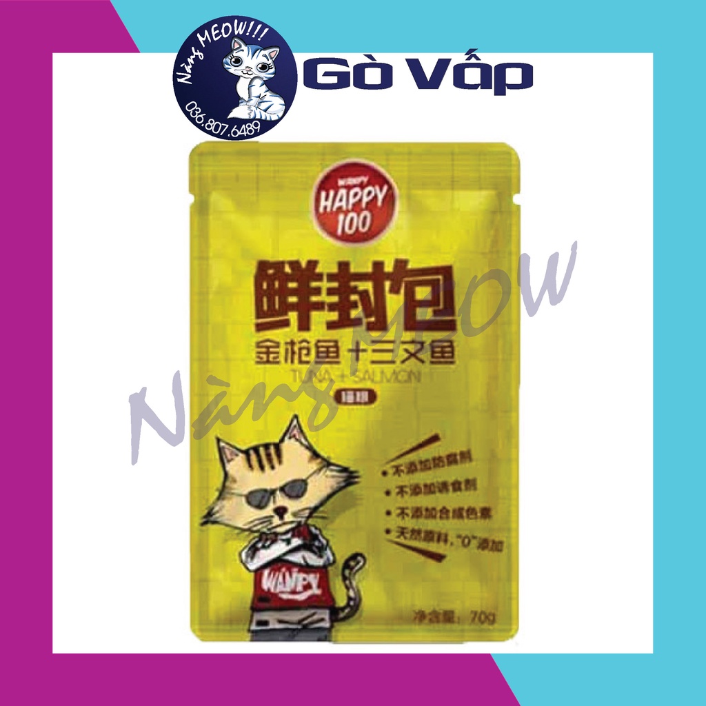 Pate Wanpy Happy100 Gói 70g, Thức ăn ướt, Pate dinh dưỡng cho mèo