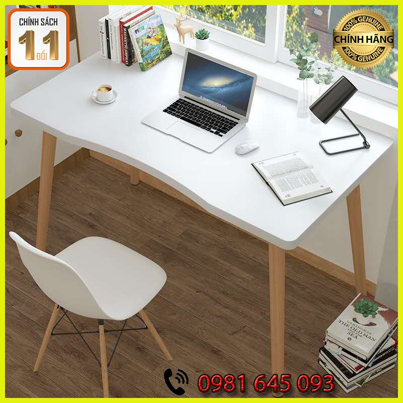 Bàn làm việc chân gỗ cao cấp KT 80*50 cm kiểu dáng hiện đại dùng trong văn phòng tại nhà, dễ dàng lắp đặt