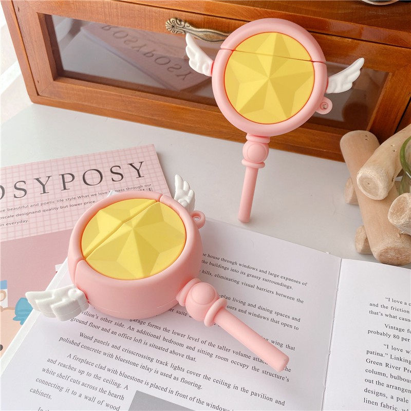 Vỏ bảo vệ hộp sạc tai nghe silicon mềm hình gậy phép cho AirPods Pro Airpods 1/2