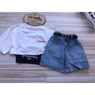 ♨️set bộ quần jeans ngố + set crop