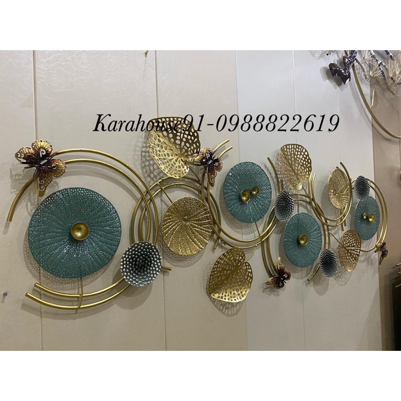 Tranh sắt treo tường lá sen trang trí, decor hiện đại. Bảo hành 3 năm