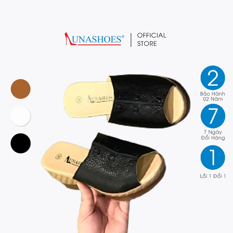 Dép nữ đế cao da bò thật LUNASHOES 6204 thời trang đi biển mùa hè êm chân dễ phối đồ siêu đẹp
