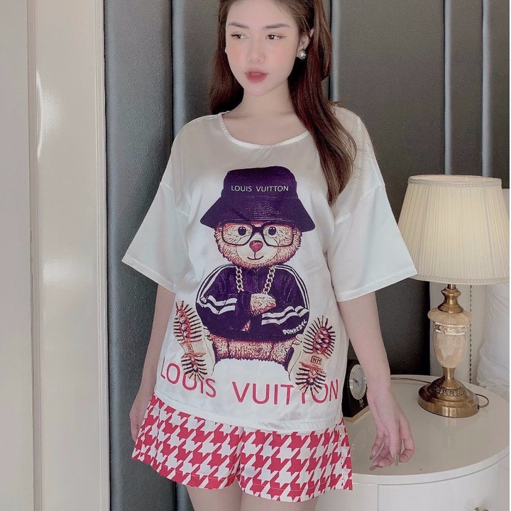 Bộ ngủ lụa mặc nhà pyjama nữ lụa latin cao cấp loại 1 áo cộc cánh dơi quần đùi freesize 45-60kg | BigBuy360 - bigbuy360.vn