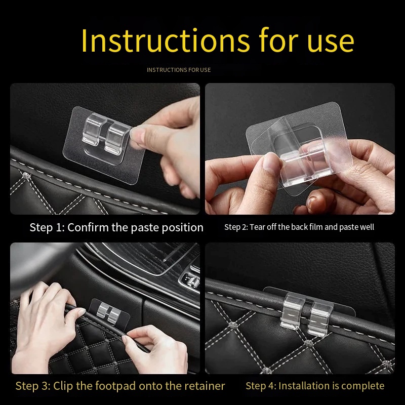 Bộ 10 Kẹp Cố Định Thảm Lót Xe Hơi Trong Suốt Hai Mặt Không Để Lại Dấu Vết