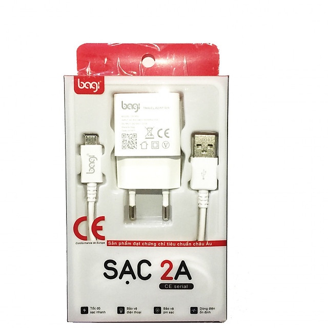 Combo Củ Sạc + Cáp Sạc Micro hãng Bagi CE-M52N - Hàng chính hãng