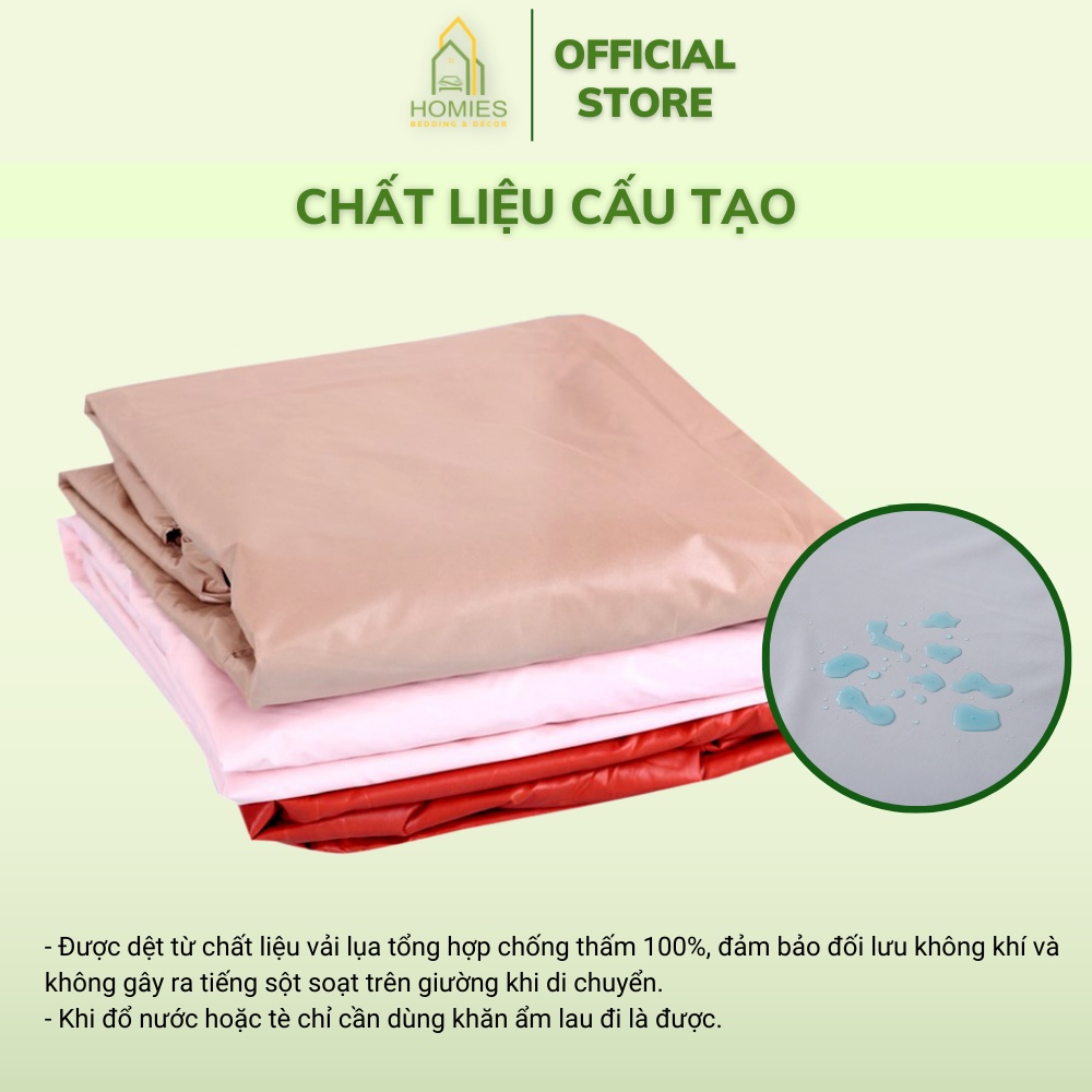 Ga Chống Thấm  HOMIES Bedding & Décor Hàng Một Màu Chống Thấm Nước Tuyệt Đối - Đủ Kích Thước cho đệm 20cm