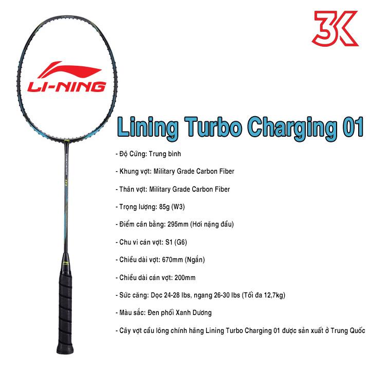 Vợt cầu lông Lining Turbo Charging 01D 1 Khung Vợt 1 Túi [Có bảo hành] [FreeShip] [Chính hãng]
