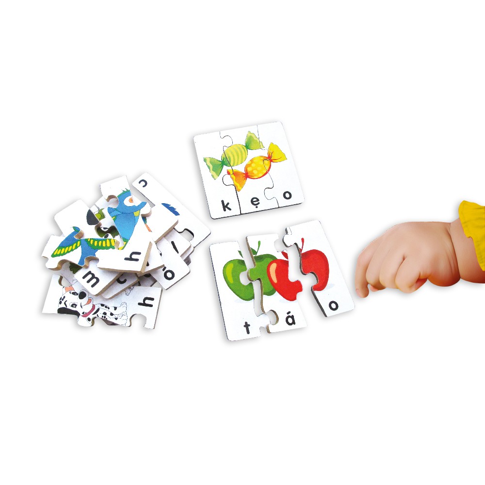 Đồ chơi gỗ Bộ ghép hình học chữ Tiếng Việt Winwintoys 65442