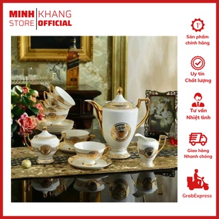 Bộ Ấm Chén Phong Cách Hoàng Gia Bằng Gốm Sứ Thủ Công Cao Cấp.