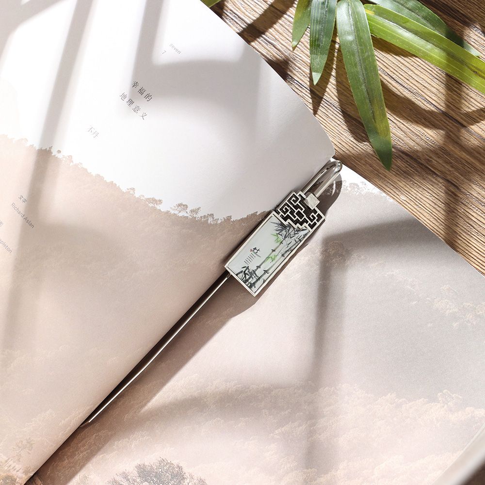 Kẹp sách hình vuông bằng kim loại phong cách Trung Hoa cổ điển thời trang