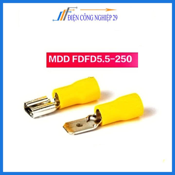 Gói 50 đầu cos MDD, FDD5-250 loại tốt đầu cốt ghim đực cái, cos nối đây điện