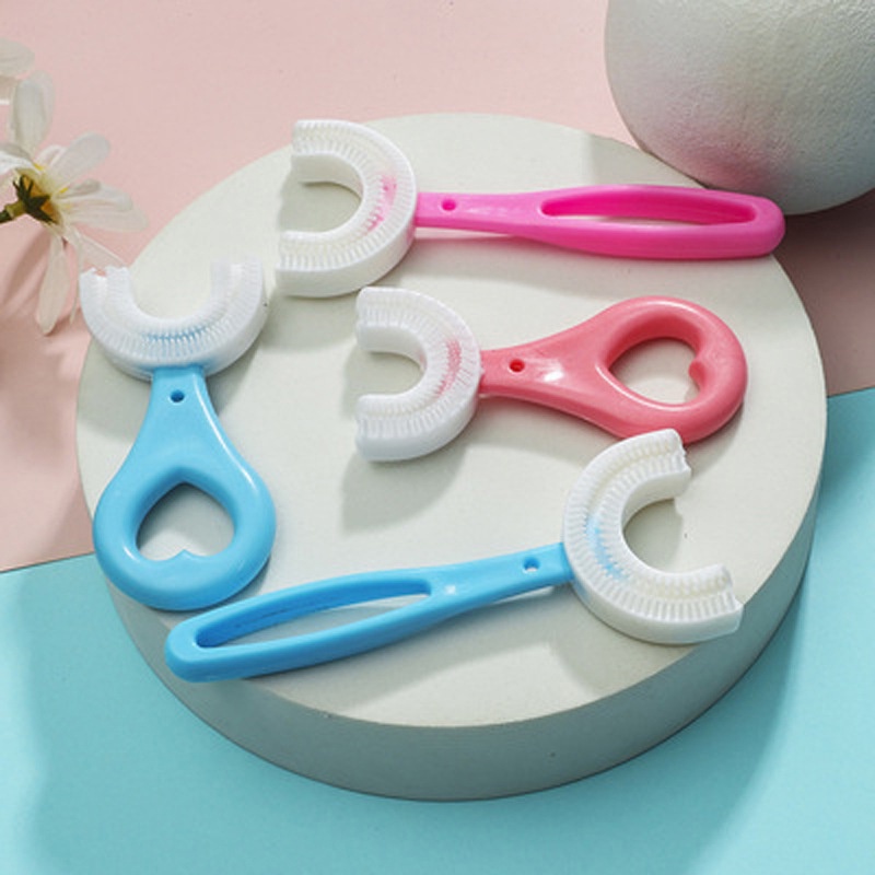 Bàn chải đánh răng hình chữ u bằng silicone cho bé 2-12 tuổi
