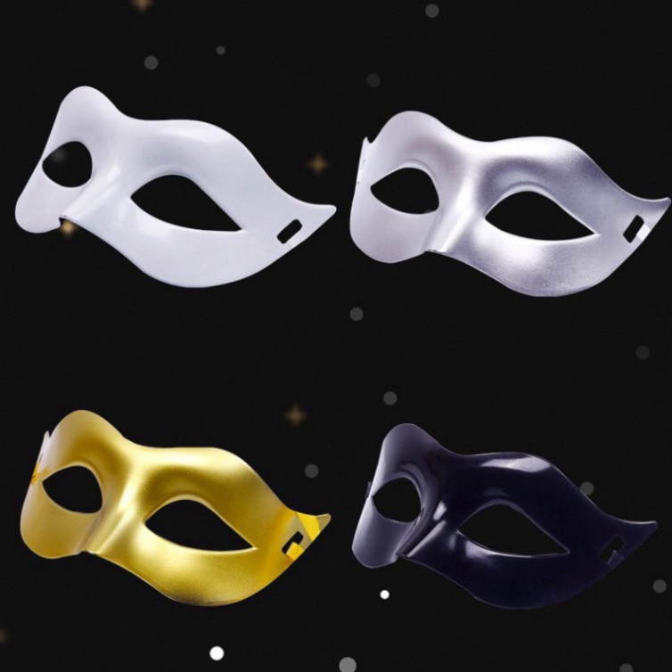 MẶT NẠ NỬA MẶT TRƠN NHỌN Màu Trắng Trơn/Đen Trơn Che Nửa Mặt Dùng Cho Tiệc Halloween,sự kiện,lễ hội hóa trang có dây đeo