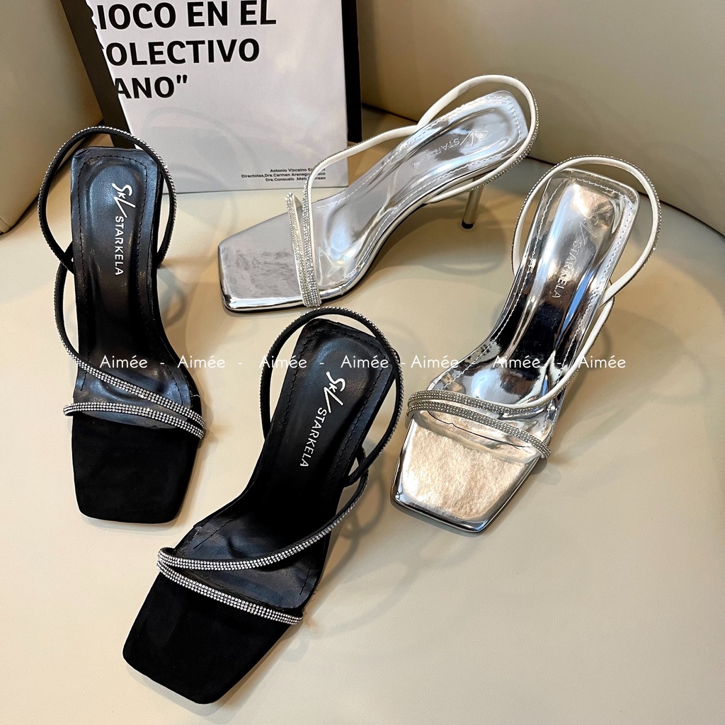 Sandal Guốc Dây Xoàn Mảnh Đế Nhọn 9 Phân Thiết Kế Sang Trọng Và Trendy Phù Hợp Đi Chơi Đi Tiệc