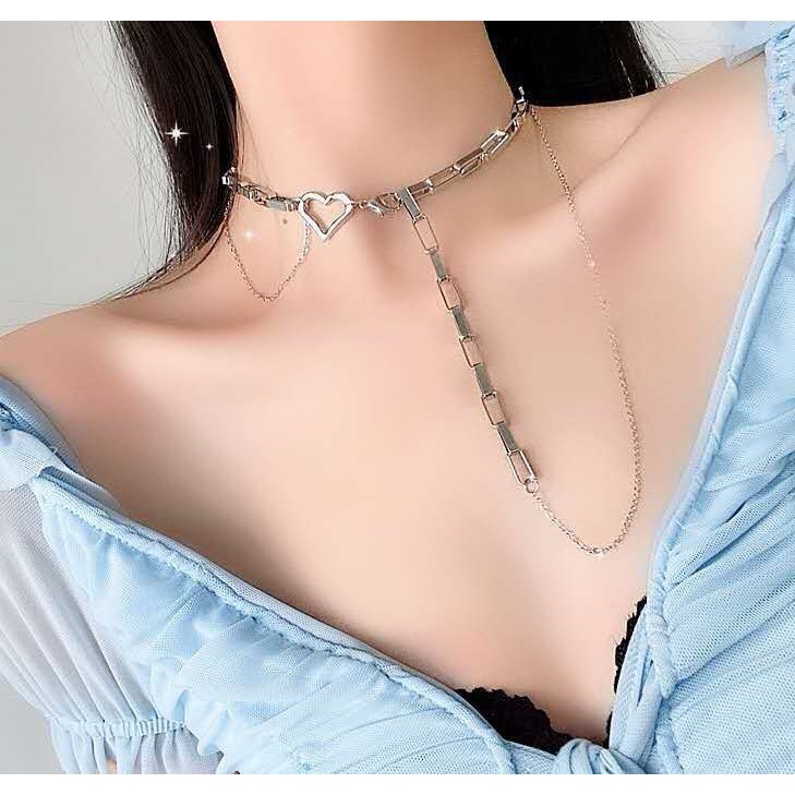 Dây chuyền Chocker TOBI STORE xích bản to mặt trái tim độc đáo cá tính cool ngầu NO SKU 86