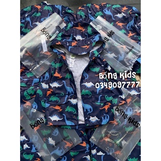 Áo Khoác RainCoat Bé Trai Khủng Long Xanh Than