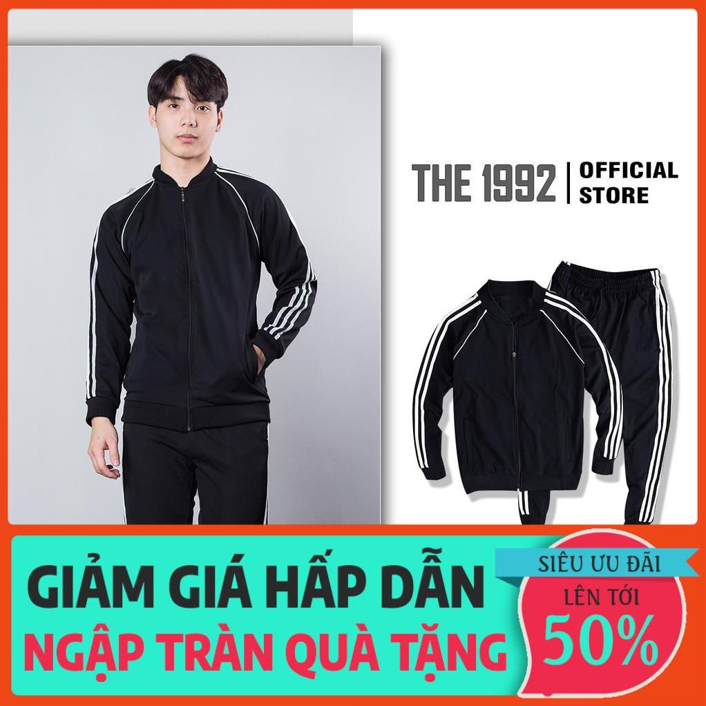 Bộ quần áo thể thao nam THE 1992 Bộ khoác nỉ nam kẻ sọc có khóa kéo 3 màu 😘