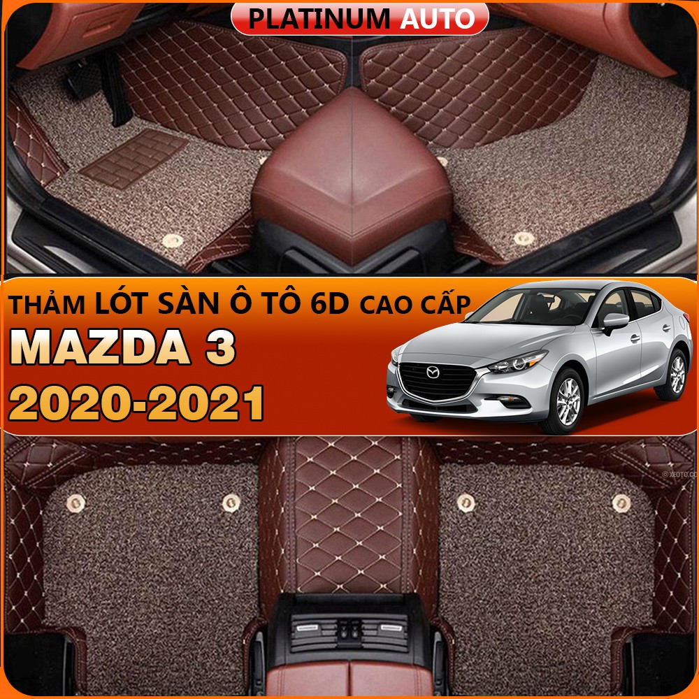 Thảm lót sàn ô tô 6D Mazda 3 2020-2022 da PU cao cấp, không mùi, giảm 20% tiếng ồn