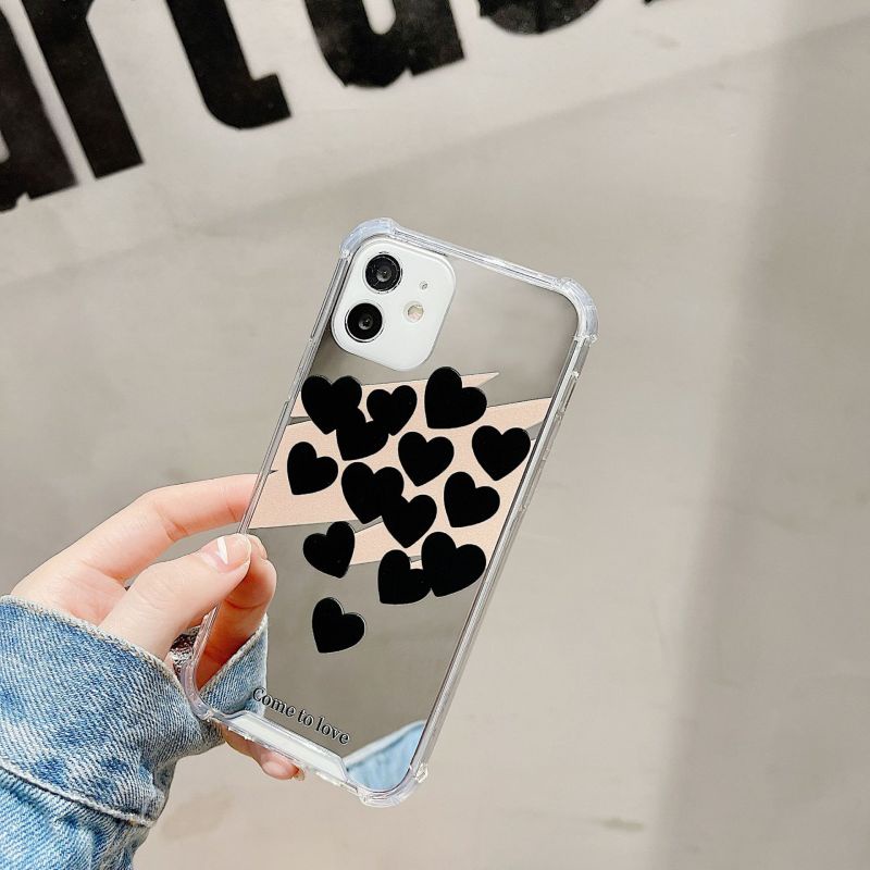 Ốp điện thoại silicon mềm tráng gương màu đen chống rơi cho iPhone13/13pro/13promax 12/12pro/12promax 11/11pro/11promax X/XS XR XSMAX 7/7Plus 8/8Plus 6sPlus
