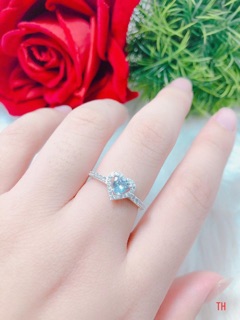 NHẪN TIM ĐÁ BẠC TA 925