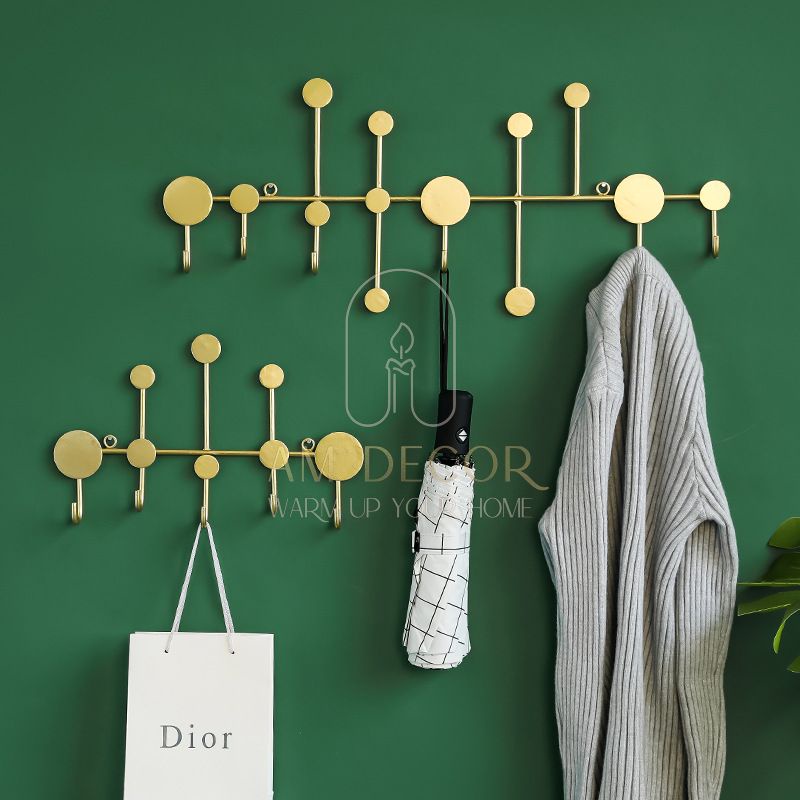 Móc treo quần áo, móc treo tường vàng sắt rèn decor trang trí tường sang trọng - AM Decor