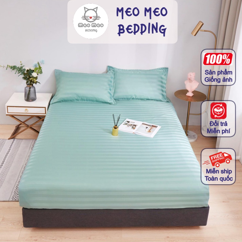 Sét Ga Gối Cotton 3F Mềm Mịn, Siêu Mát, Ga Gối Khách Sạn