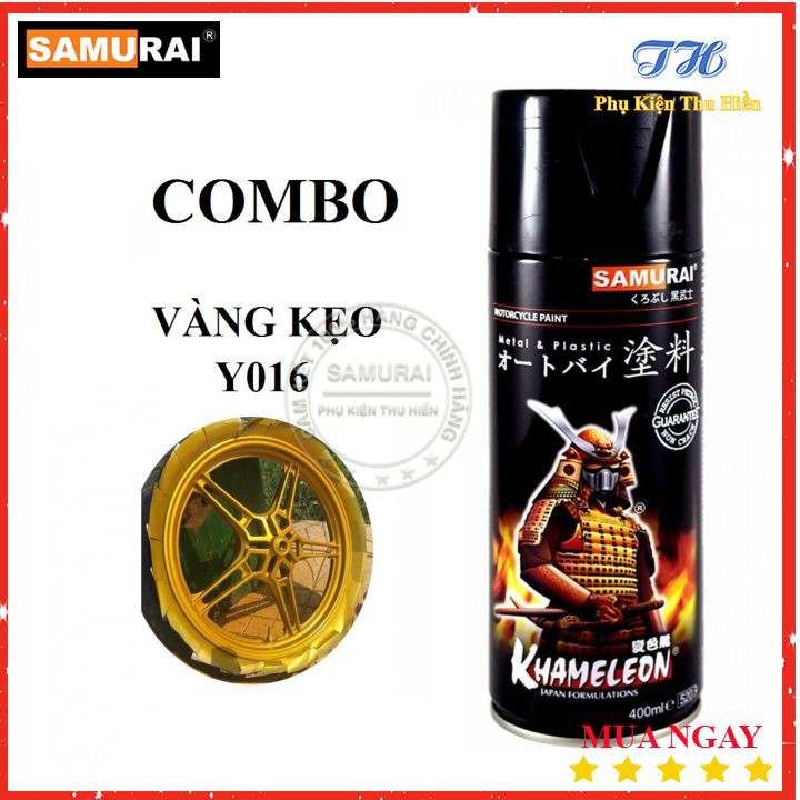 Combo 5 Chai Sơn Xịt Samurai Màu Vàng Kẹo Gồm: UCH210 -3/124 -2 Chai Y016 - K1K