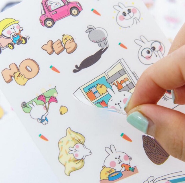 Bộ sticker 6 tấm thỏ dễ thương