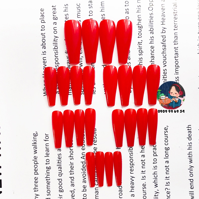 [ 1169 - 20 ĐỎ TƯƠI ] MÓNG CỨNG - SƠN BÓNG - Phom Thang Dài Xtra [Tặng Miếng Dán Và Dụng Cụ] Lẻ