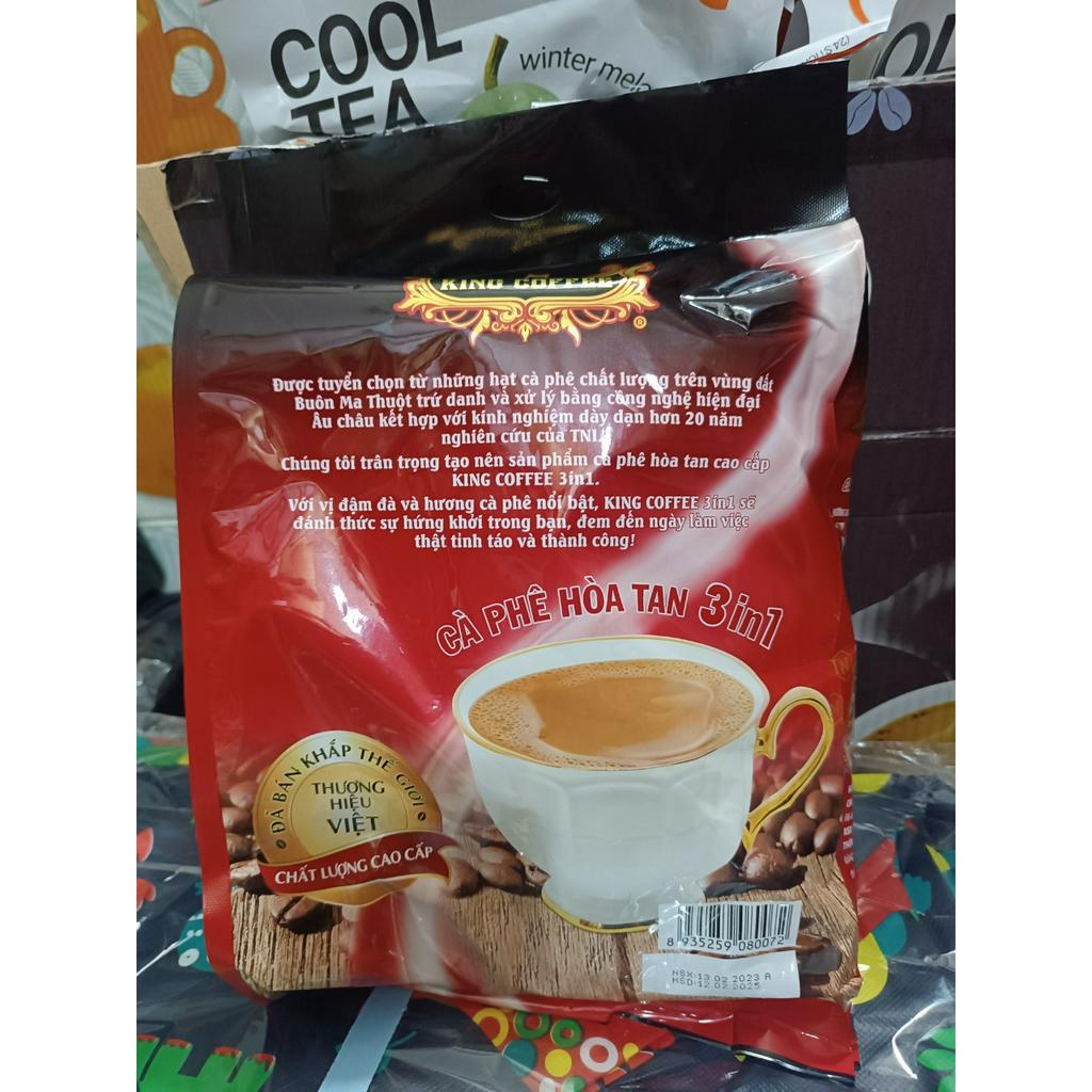 Cà phê sữa hoà tan 3 in 1 King Coffee (Túi 45 gói) tặng kèm 1 lon cafe giao vị ngẫu nhiên