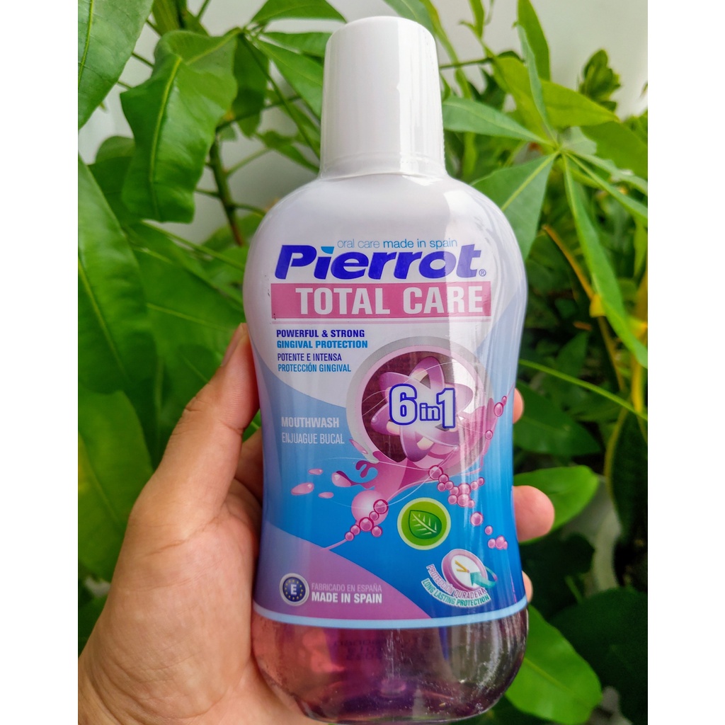 Nước súc miệng chăm sóc răng miệng hàng ngày Total Care 6 in 1 Pierrot 500ml, hương bạc hà/Tây Ban Nha