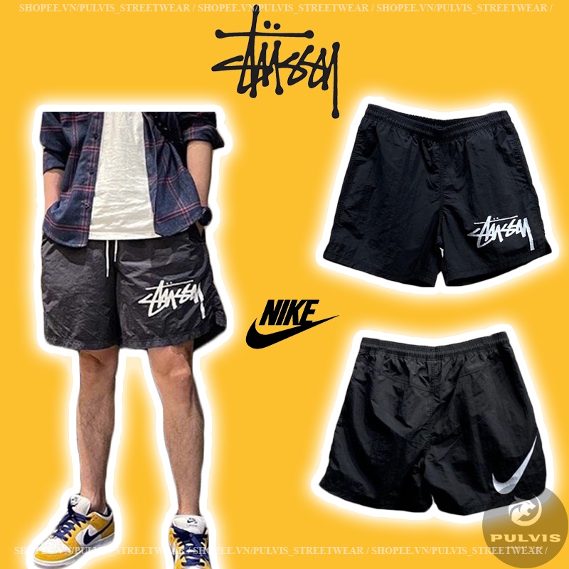 ⚡️[Mirror Quality] - Quần Short Stussy x N.l.K.E Water Short Off Noir, Quần đùi Stussy full tag túi