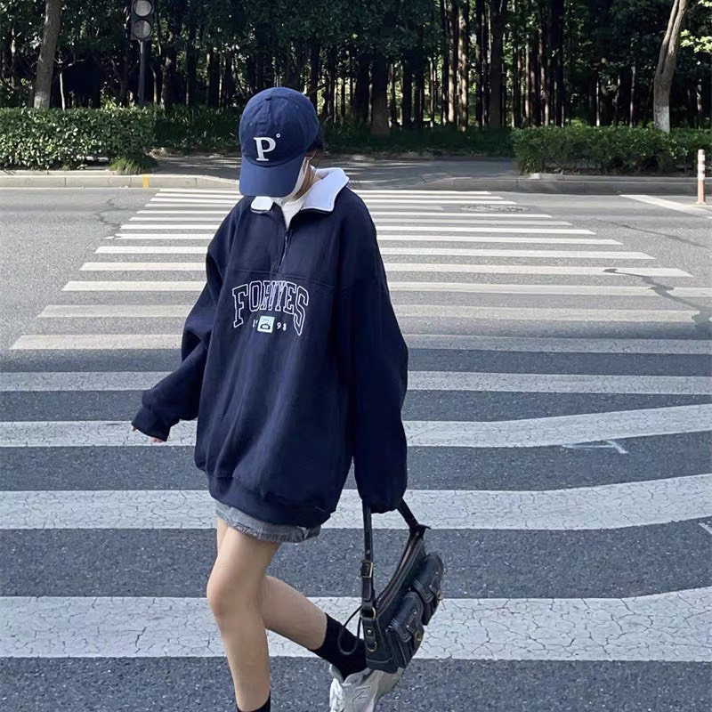 Áo Nỉ Zip Foruyfs SuzaHouse_Store Nữ [FREESHIP] 🌸 Sweater cao cổ dài tay bồng, thun hoodie form rộng cá tính Ulzzang 🌸 | BigBuy360 - bigbuy360.vn