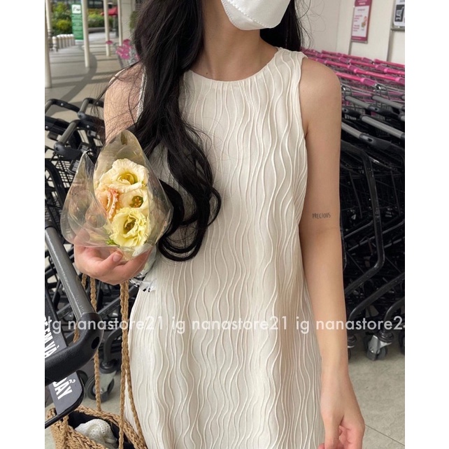 CÓ SĂN- ẢNH THẬT)Váy sát nách hoạ tiết lượn sóng Nana21