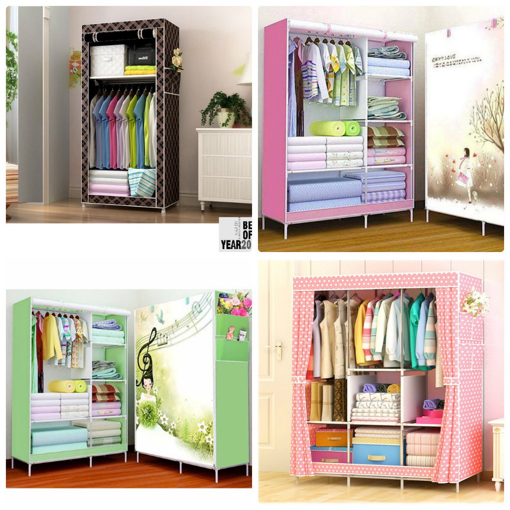 TỦ VẢI 3D LỚN ĐỰNG QUẦN ÁO LỚN 3 BUỒNG - 8 NGĂN CAO CẤP