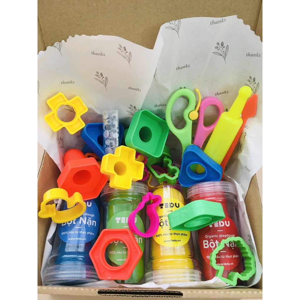 Combo bột nặn đất nặn an toàn TEDU quà tặng bé trai