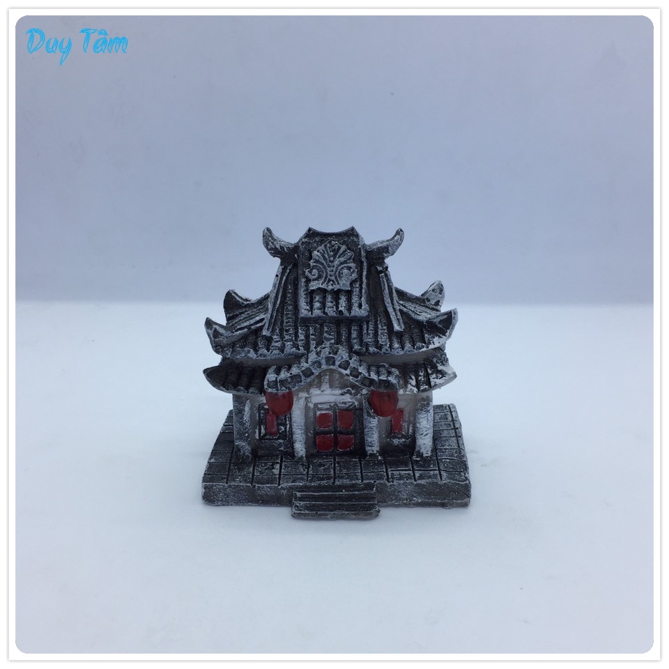 Tiểu cảnh hồ cá, bán cạn, bể cá thủy sinh, trang trí sân vườn, thác nước, terrarium, mini để bàn. TC001- Mô hình nhà cổ.