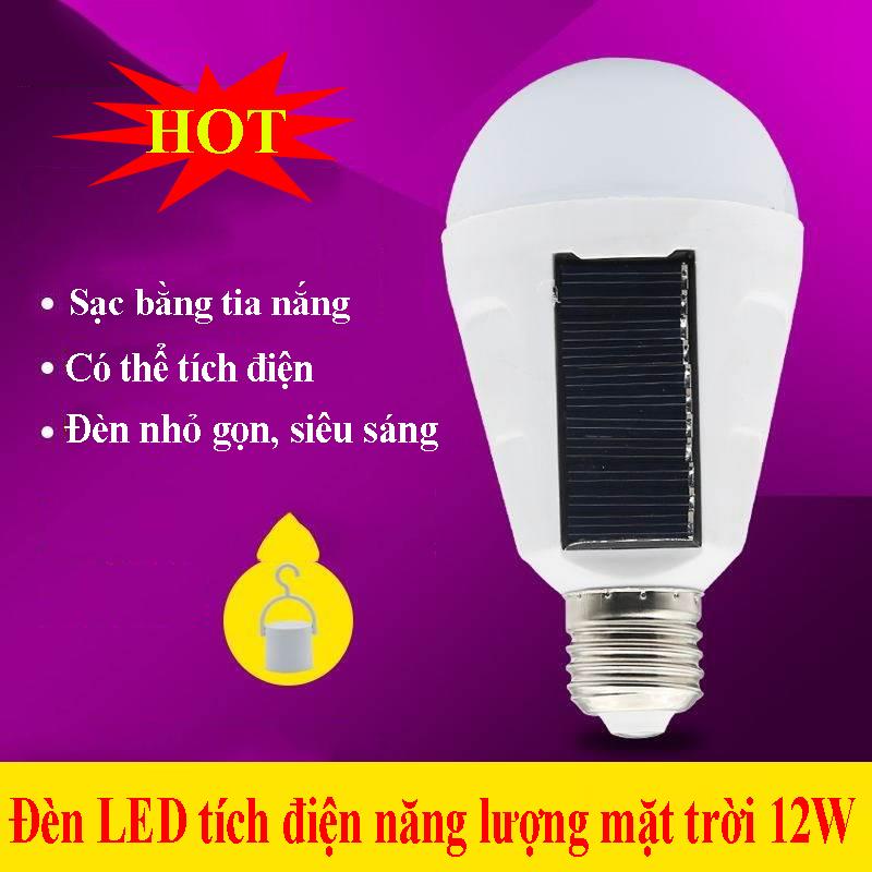 Đèn Led Giá Rẻ, Đèn Led Tích Điện, Đèn LED Tích Điện Năng Lượng Mặt Trời 12W, Thiết Kế Nhỏ Gọn