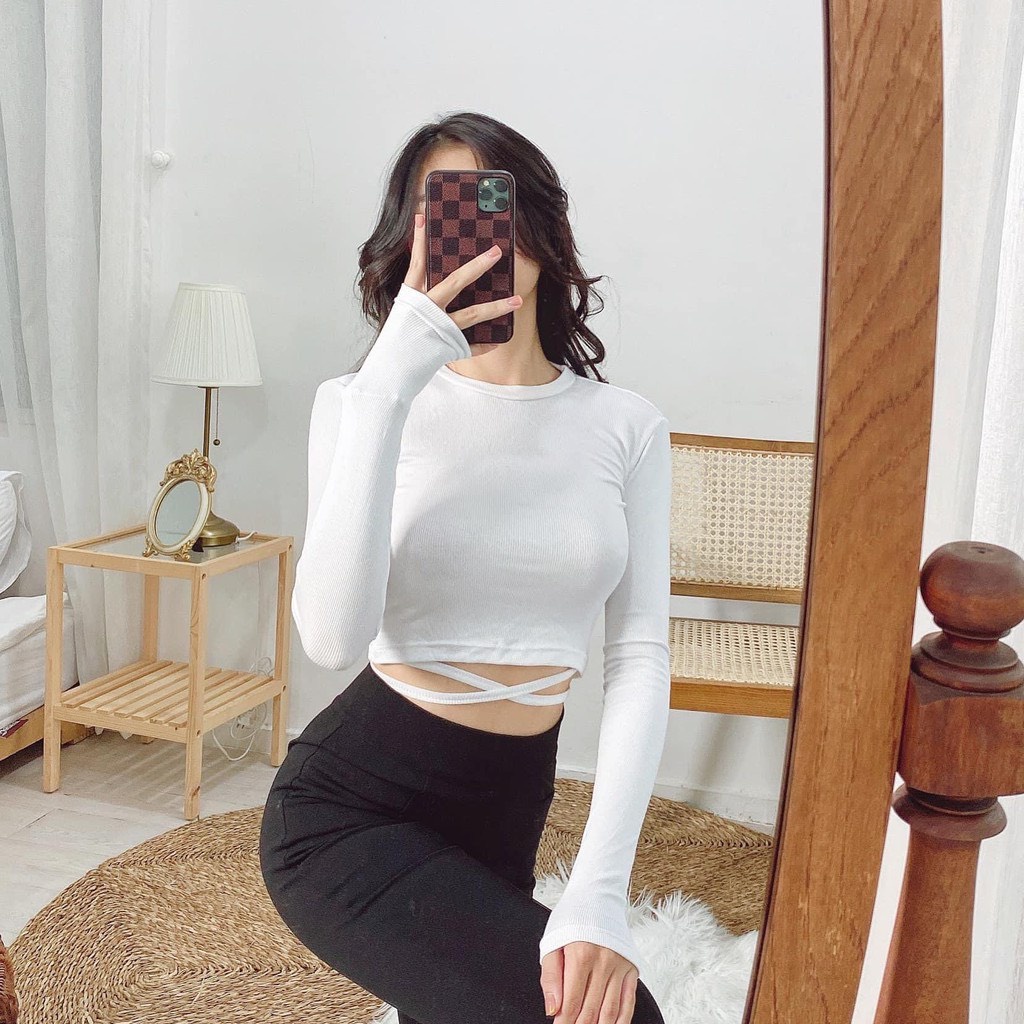 Áo Croptop Đan Eo Tay Dài - A50599