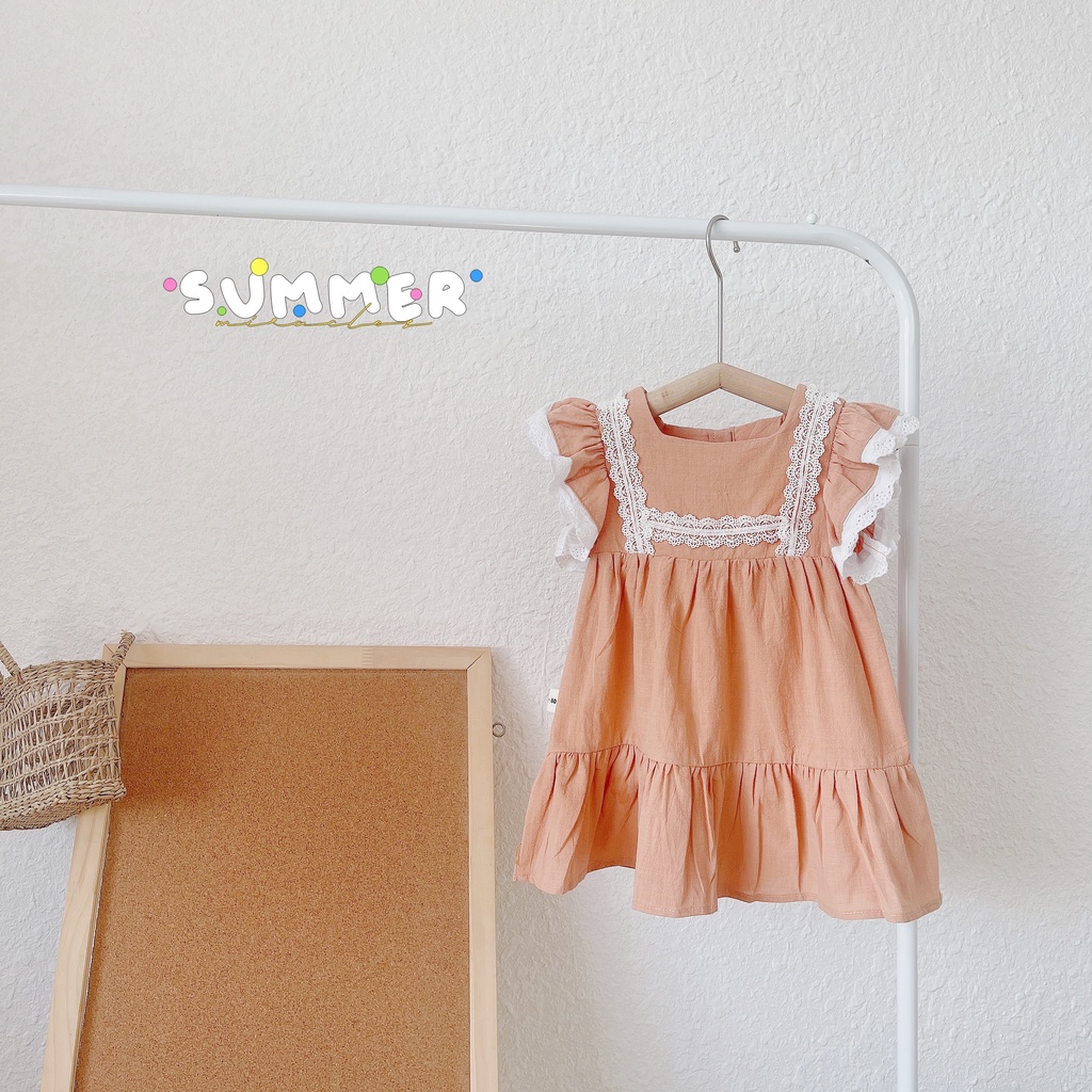 Váy hè cánh tiên viền ren trắng cho bé gái 1-5 tuổi (Mã 091)