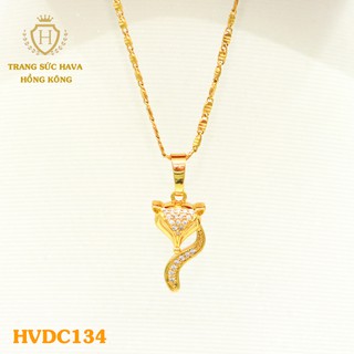 Dây Chuyền, Vòng Cổ Nữ Mặt Hồ Ly Đính Đá Màu Trắng Xi Mạ Vàng Non Cao Cấp - Trang Sức Hava Hong Kong - HVDC134