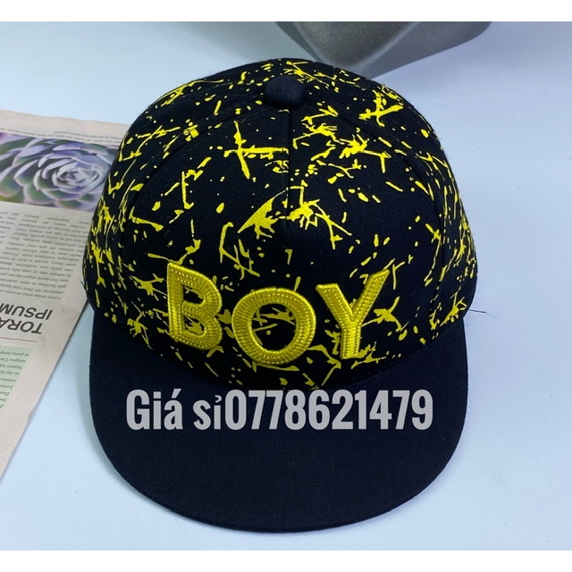 nón hiphop - mũ snapback 3tuổi đến 8tuổi thêu boy dành cho bé trai